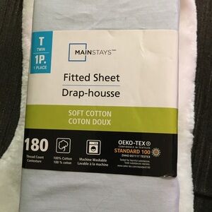 Mainstays Soft Cotton Fitted Sheet - Light Blue